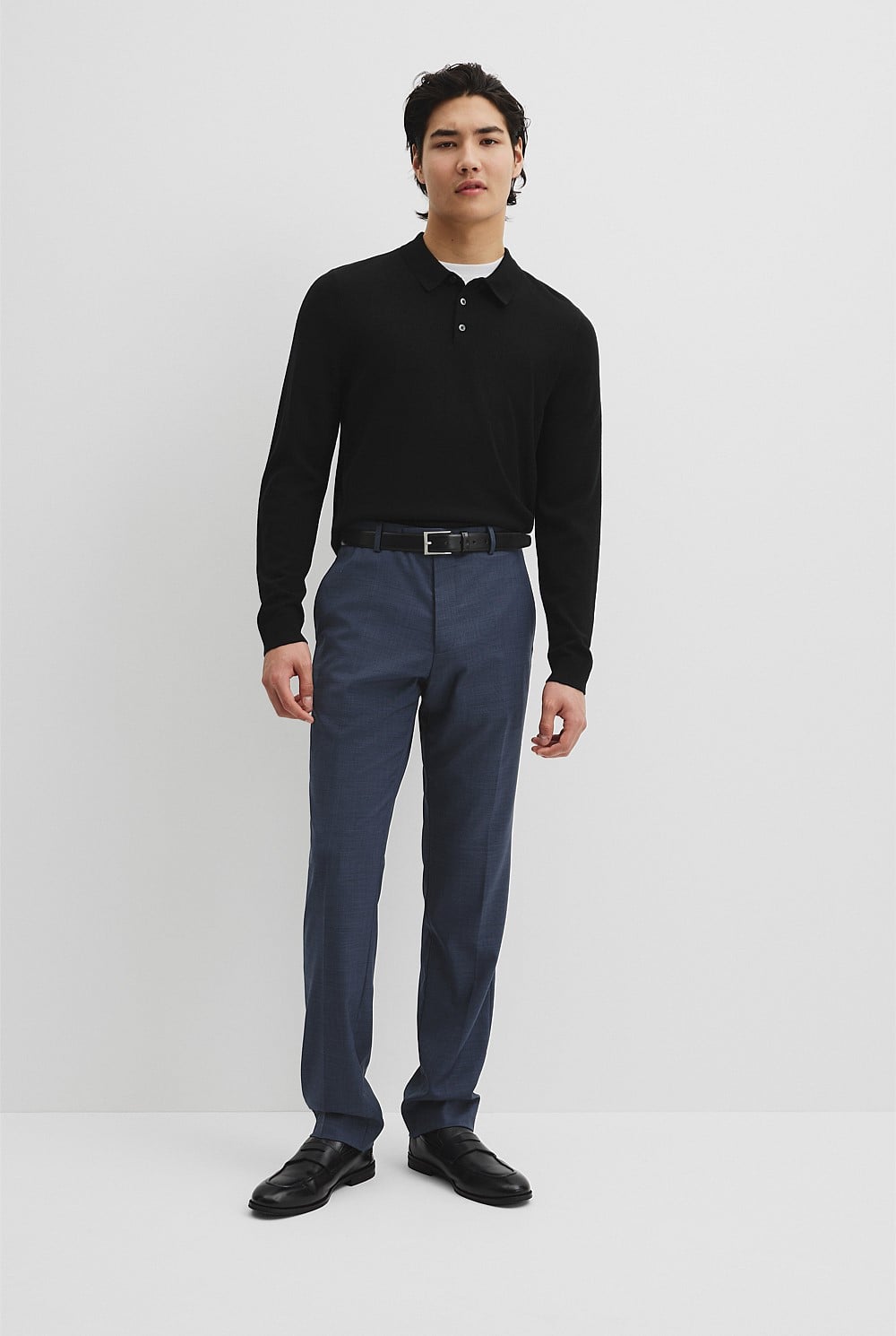 Australian Merino Long Sleeve Am Button Polo Knit