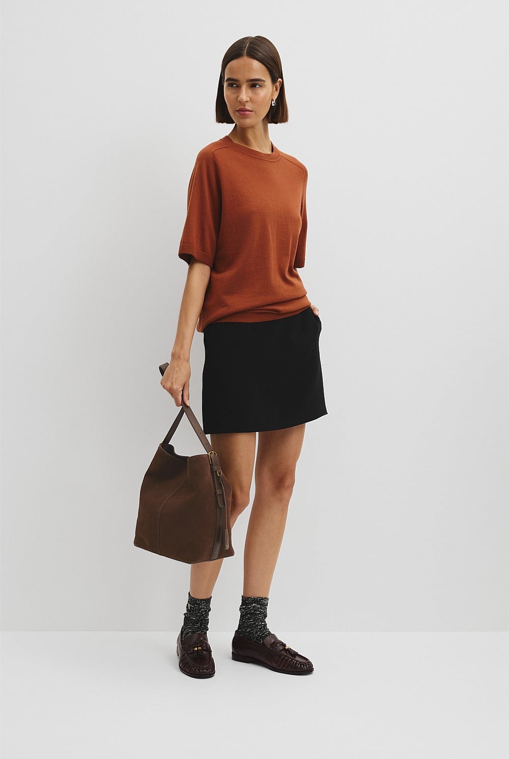 Organically Grown Cotton Blend Cashmere Blend T-Shirt