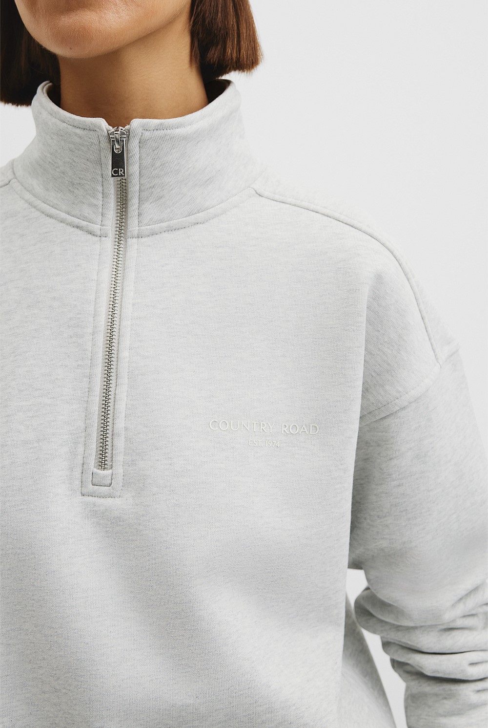 Australian Good Earth Cotton Zip Neck Sweat