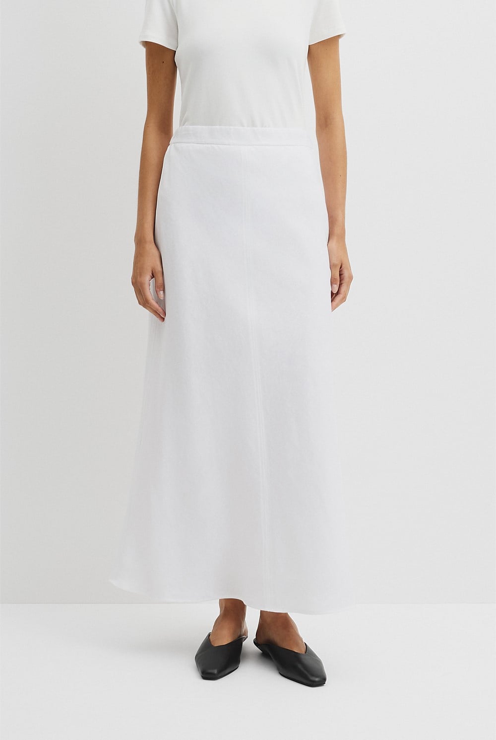 Organically Grown Linen Pull On Midi Skirt