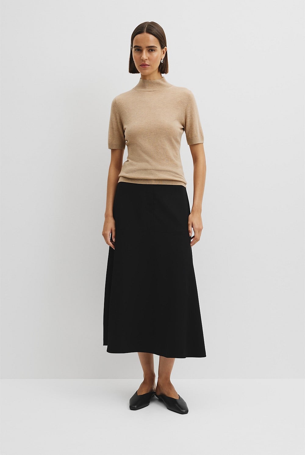 Short Sleeve Wool Silk Knit