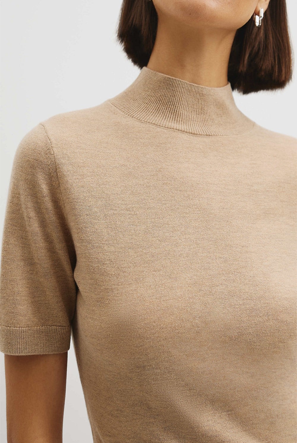 Short Sleeve Wool Silk Knit