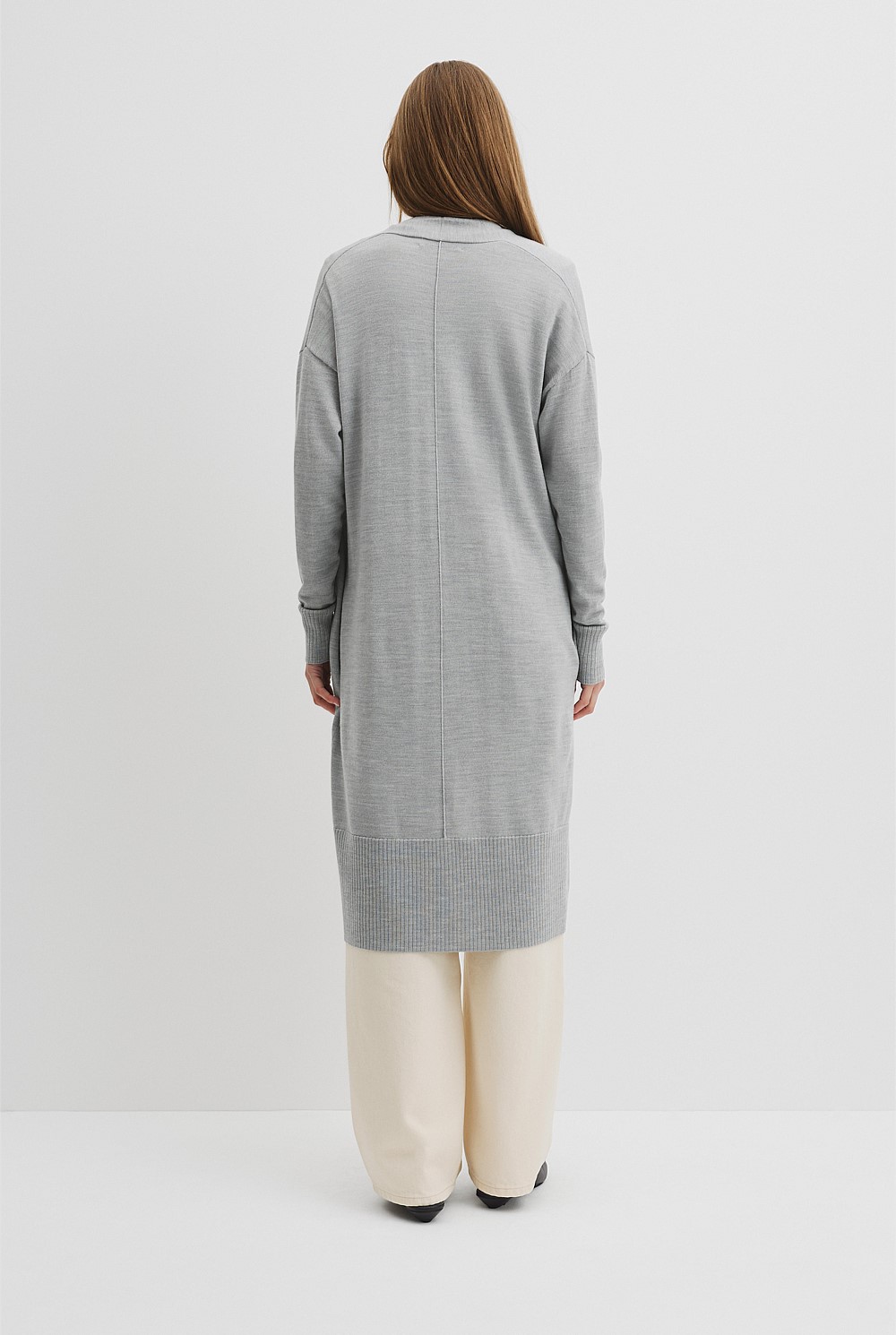 Lightweight Merino Wool Longline Cardigan