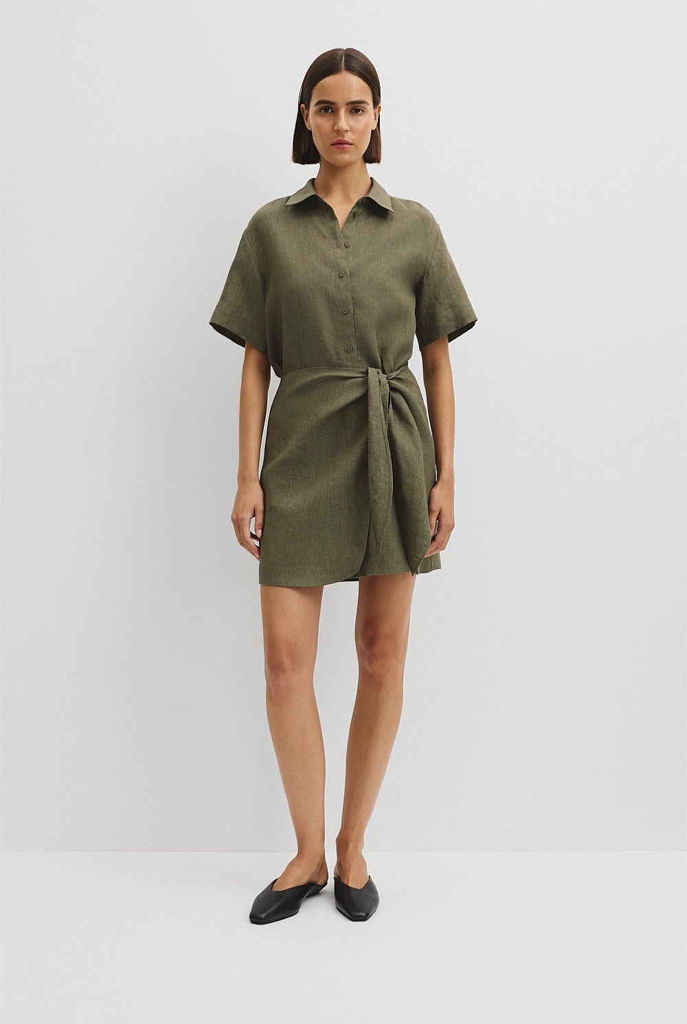 Organically Grown Linen Mini Linen Shirt Dress