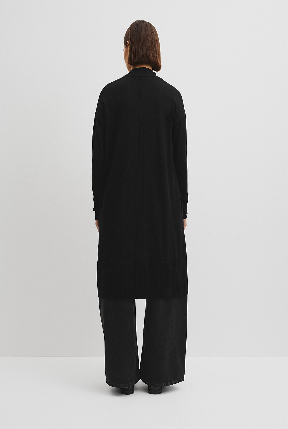 Lightweight Merino Wool Longline Cardigan