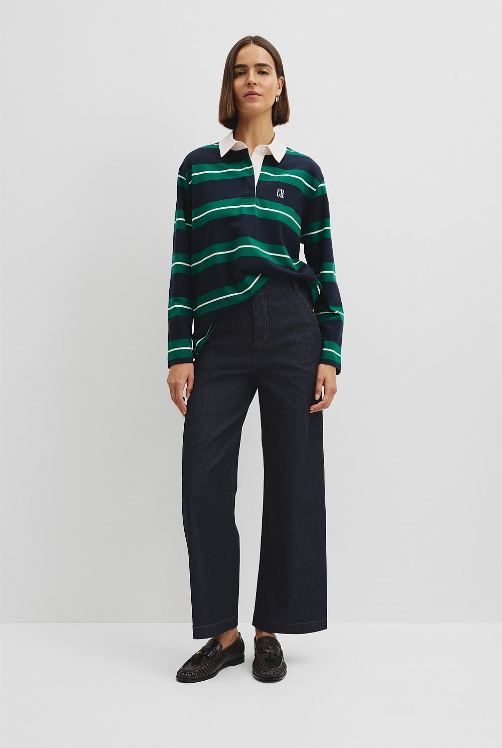 Australian Cotton Stripe Rugby Polo Sweat