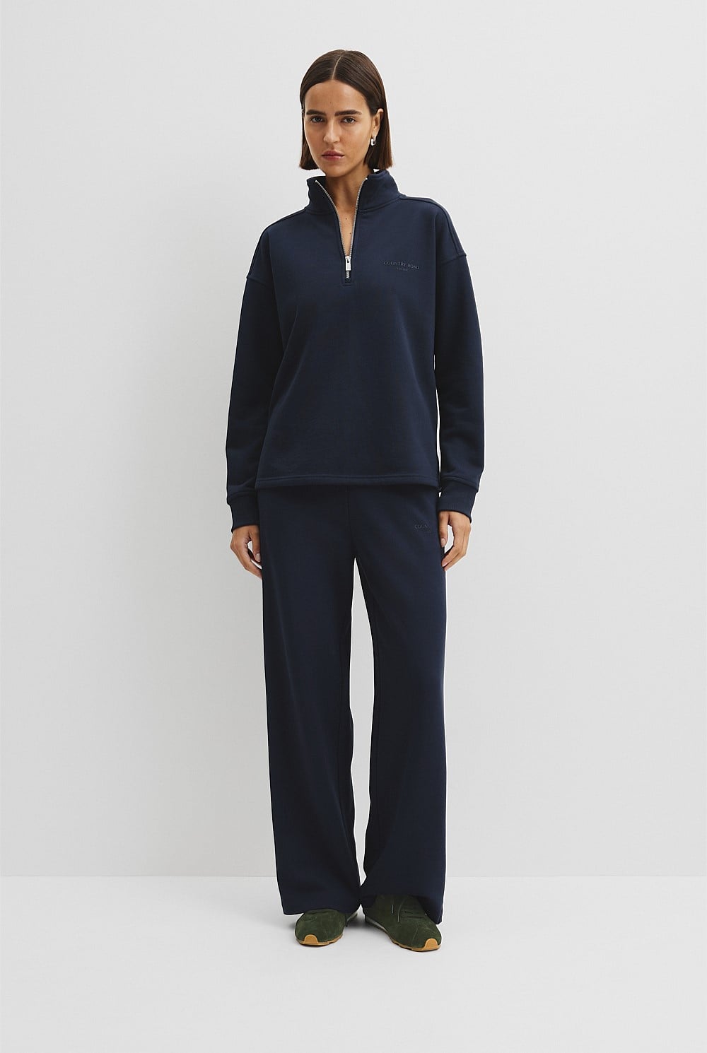 Australian Good Earth Cotton Zip Neck Sweat