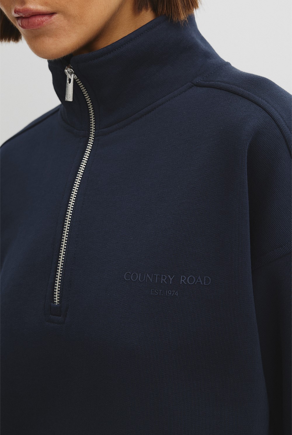 Australian Good Earth Cotton Zip Neck Sweat