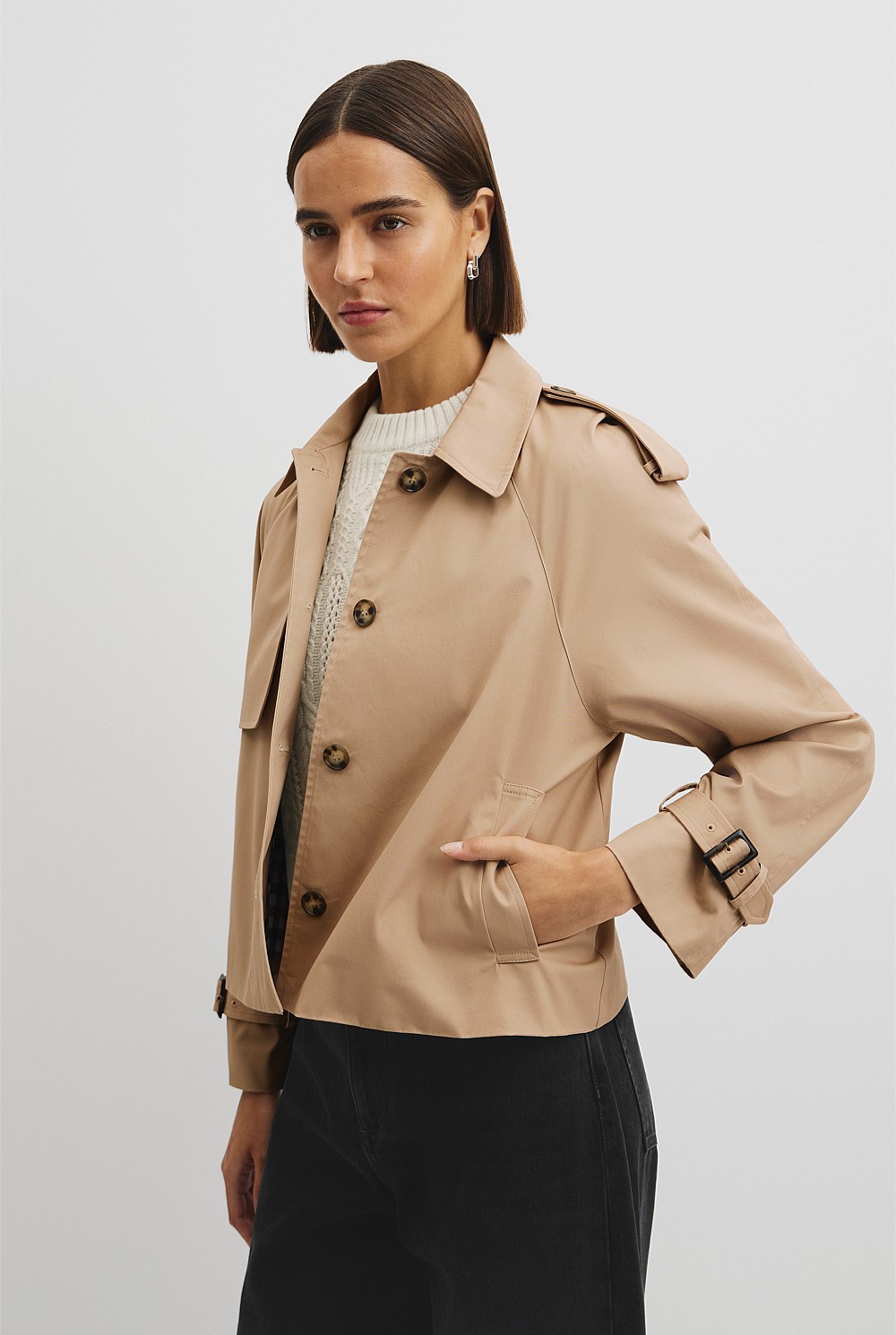 Crop Swing Trench Jacket