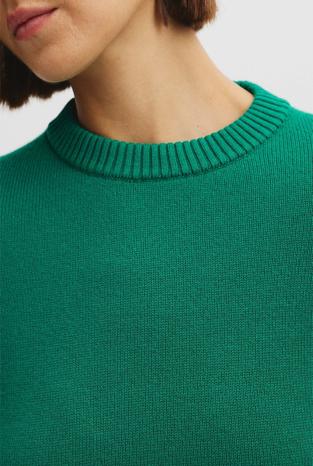 Organically Grown Cotton Blend Crop Crew Neck Knit