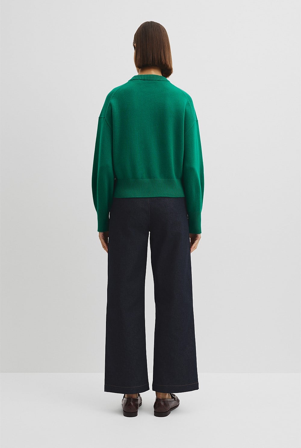 Organically Grown Cotton Blend Crop Crew Neck Knit