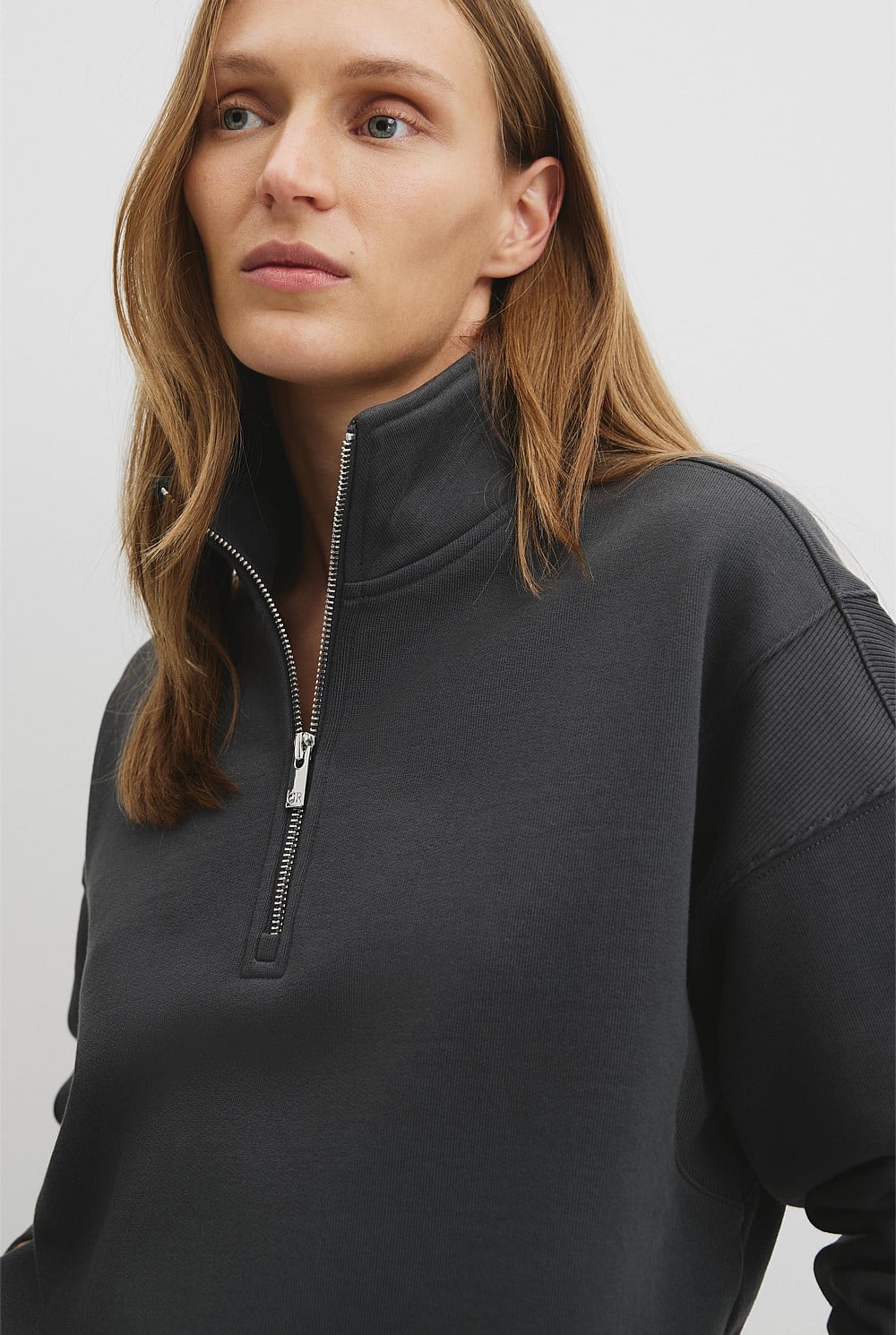 Australian Good Earth Cotton Draw Cord Zip Sweat