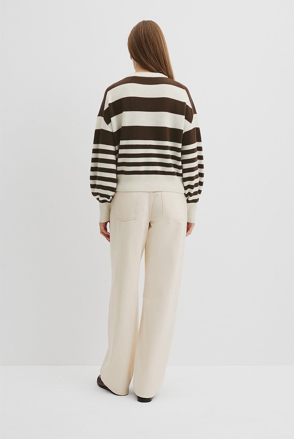 Stripe Crop Crew Neck Knit