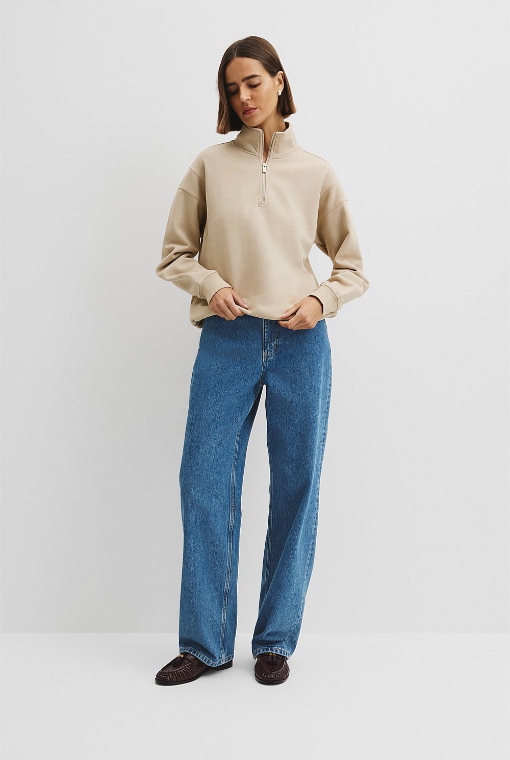 Australian Good Earth Cotton Draw Cord Zip Sweat