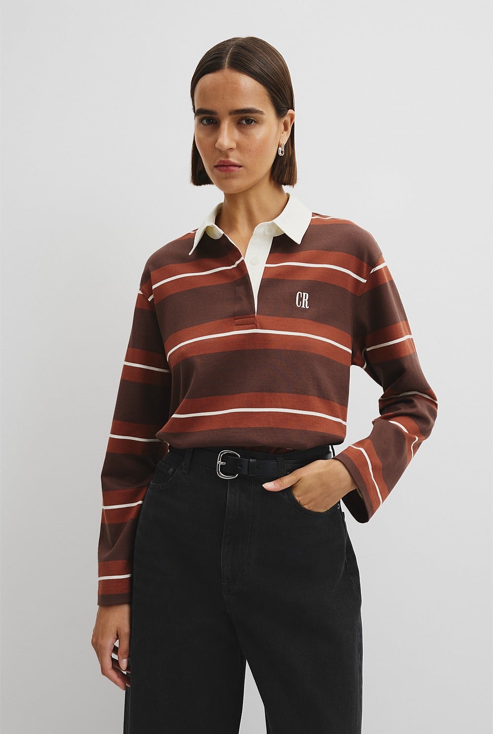 Australian Cotton Stripe Rugby Polo Sweat