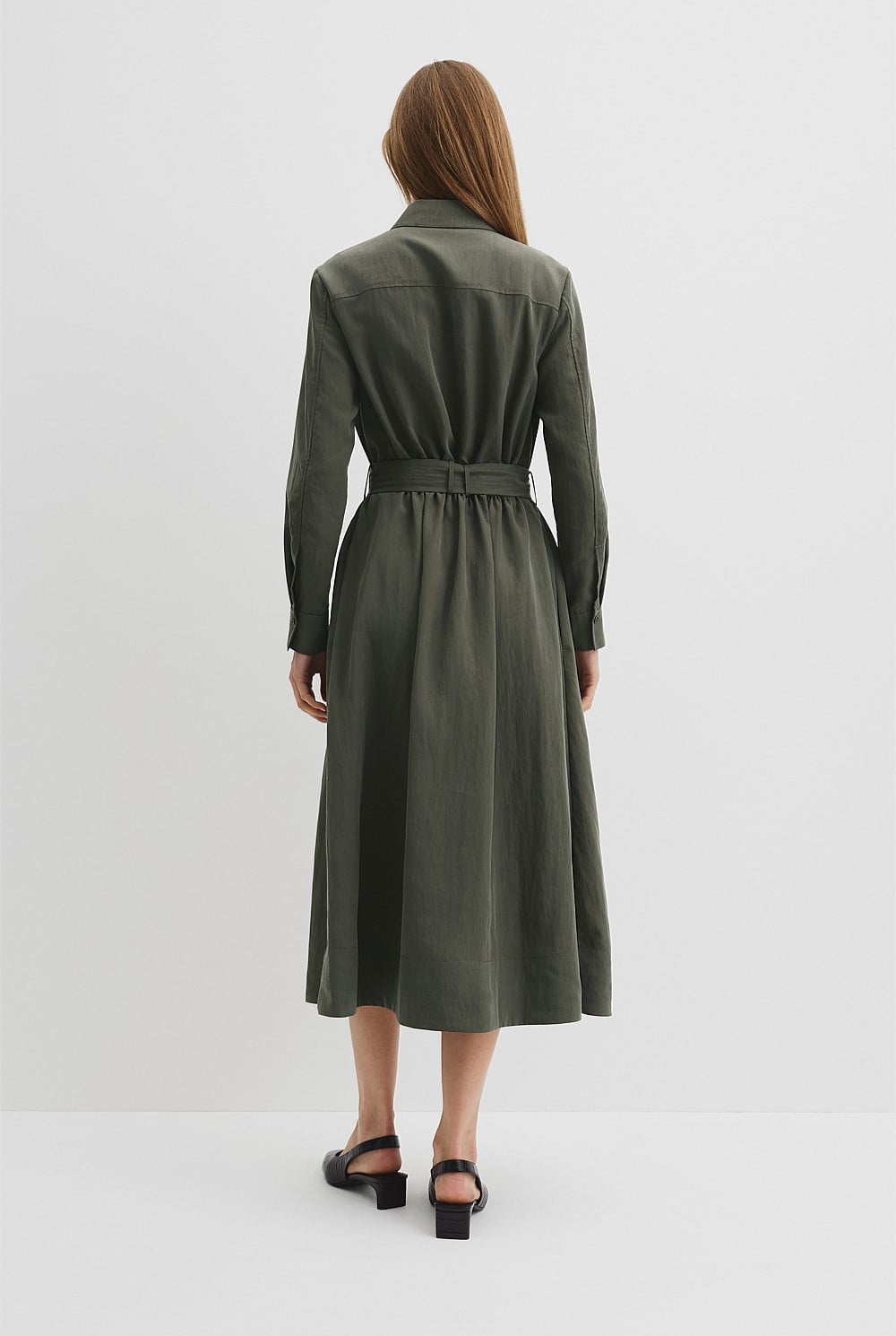 Belted Midi Shirt Dress