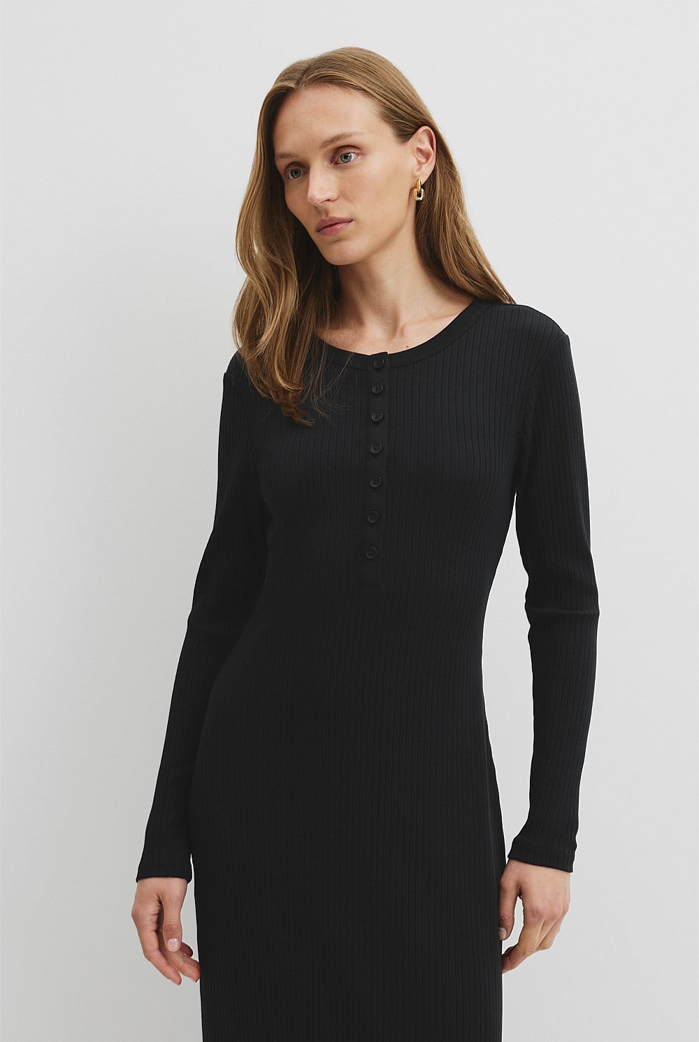 Long Sleeve Henley Dress