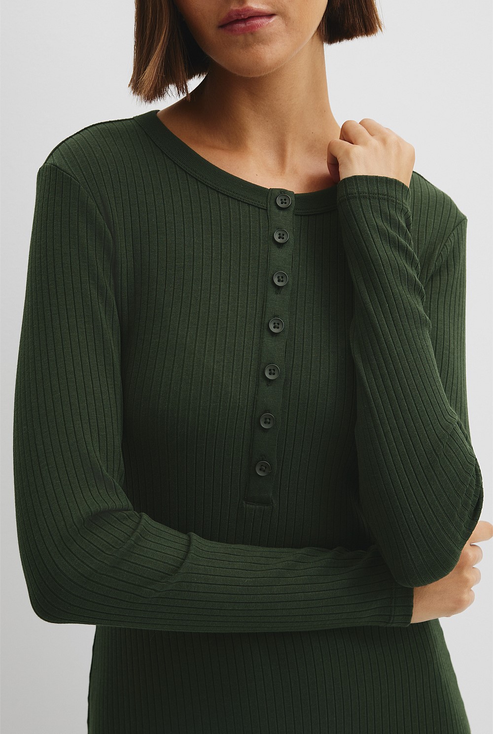 Long Sleeve Henley Dress