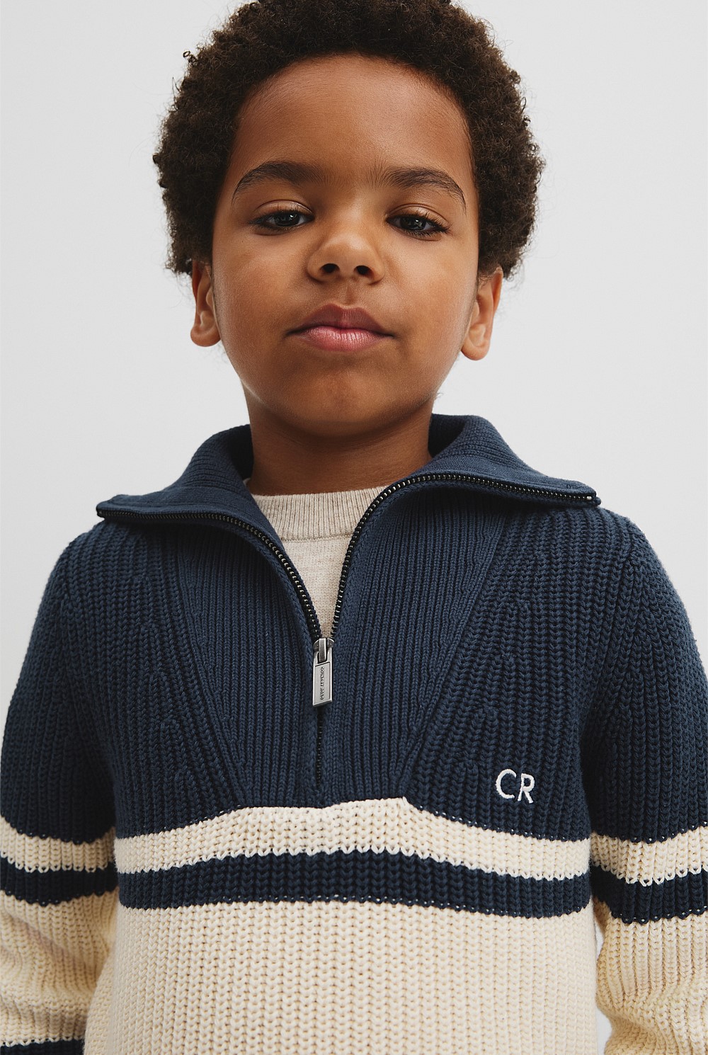 Stripe Half Zip Knit