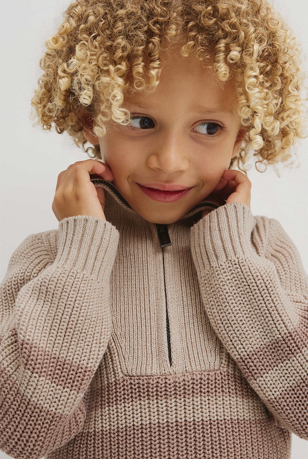 Stripe Half Zip Knit