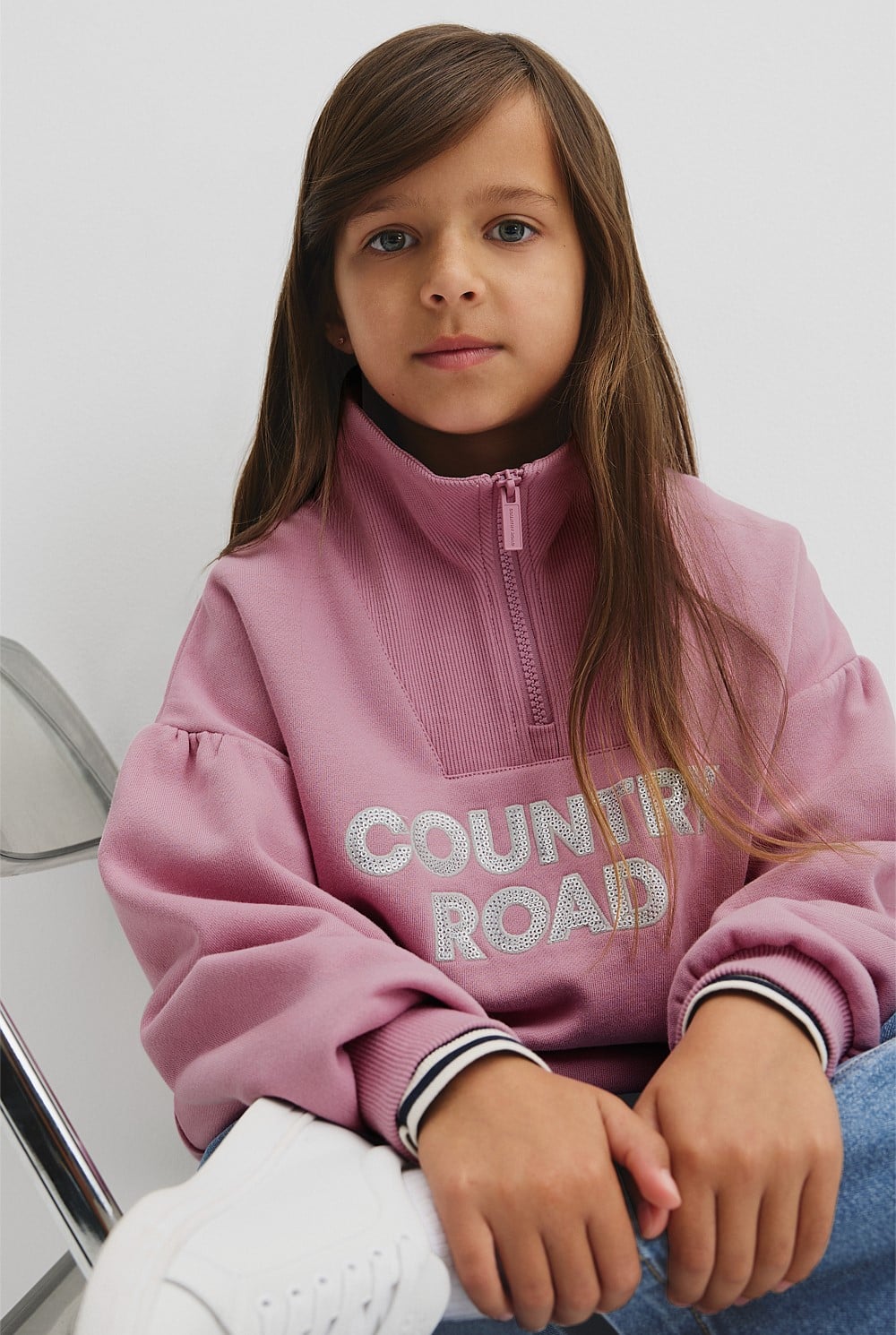 Australian Cotton Blend Sequin Half Zip Sweat