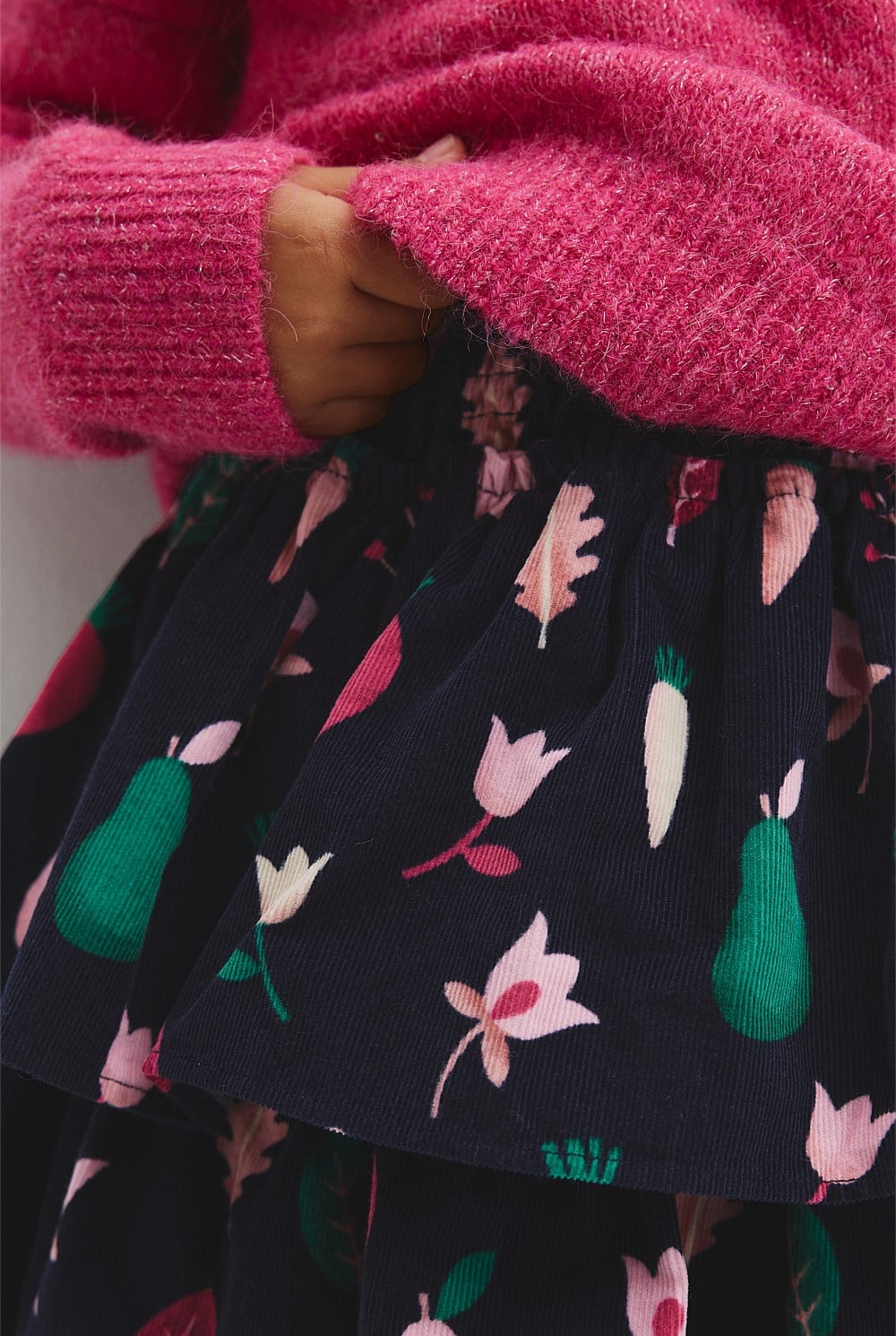 Fruit Tiered Cord Skirt