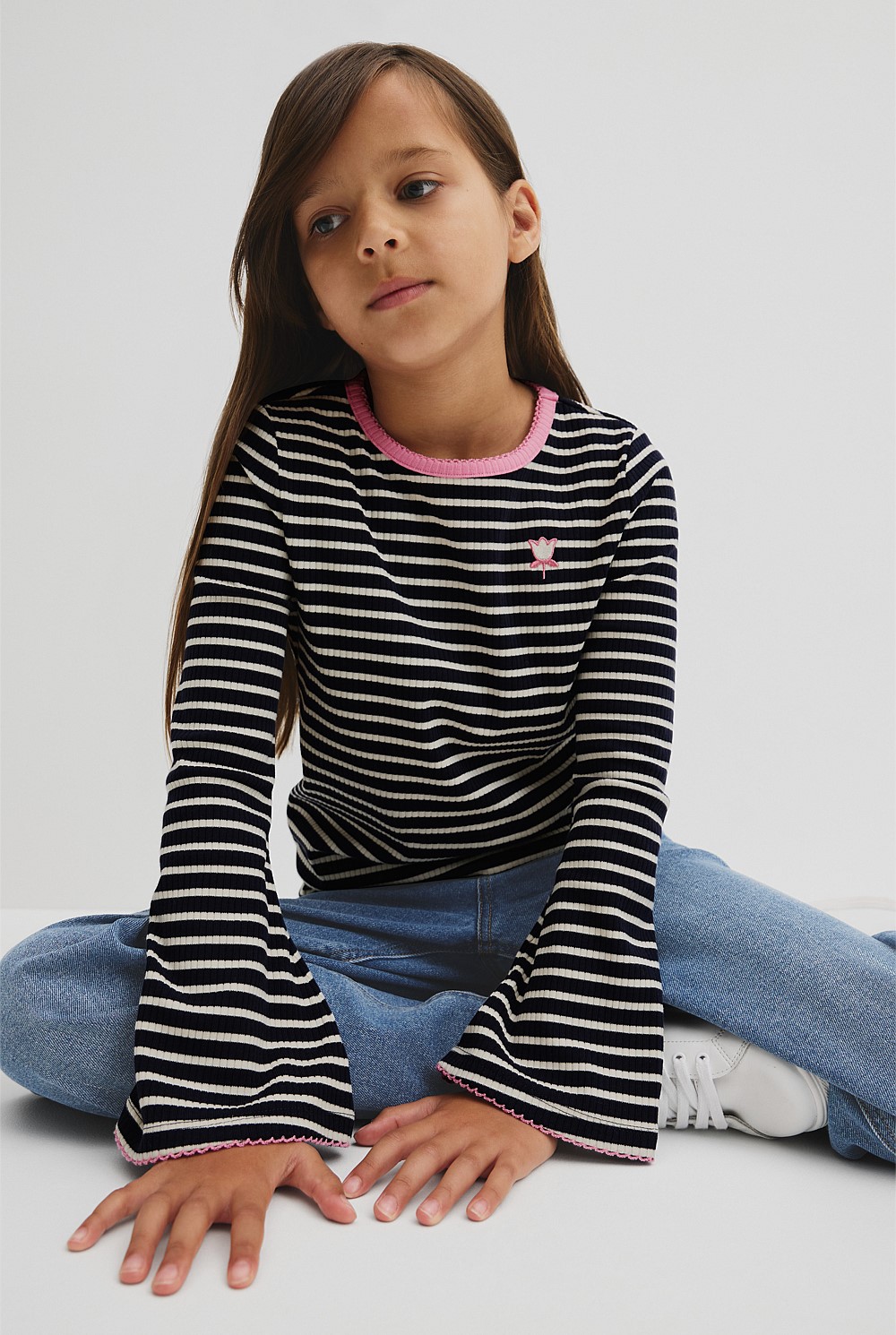 Rib Flare Sleeve Top