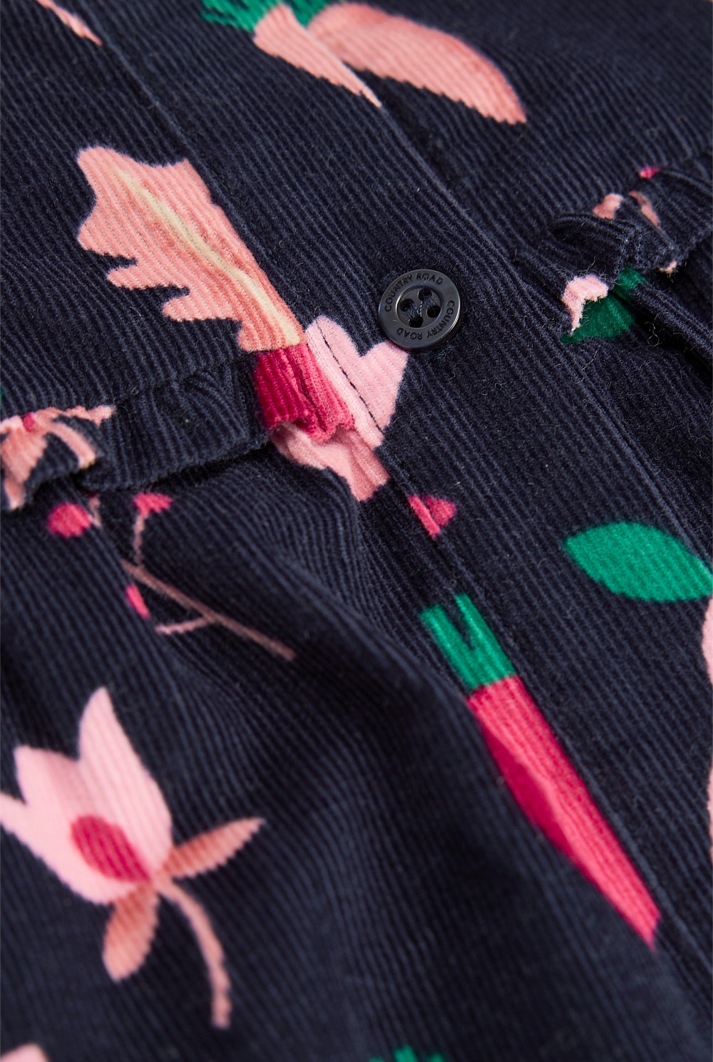 Fruit Frill Long Sleeve Cord Dress