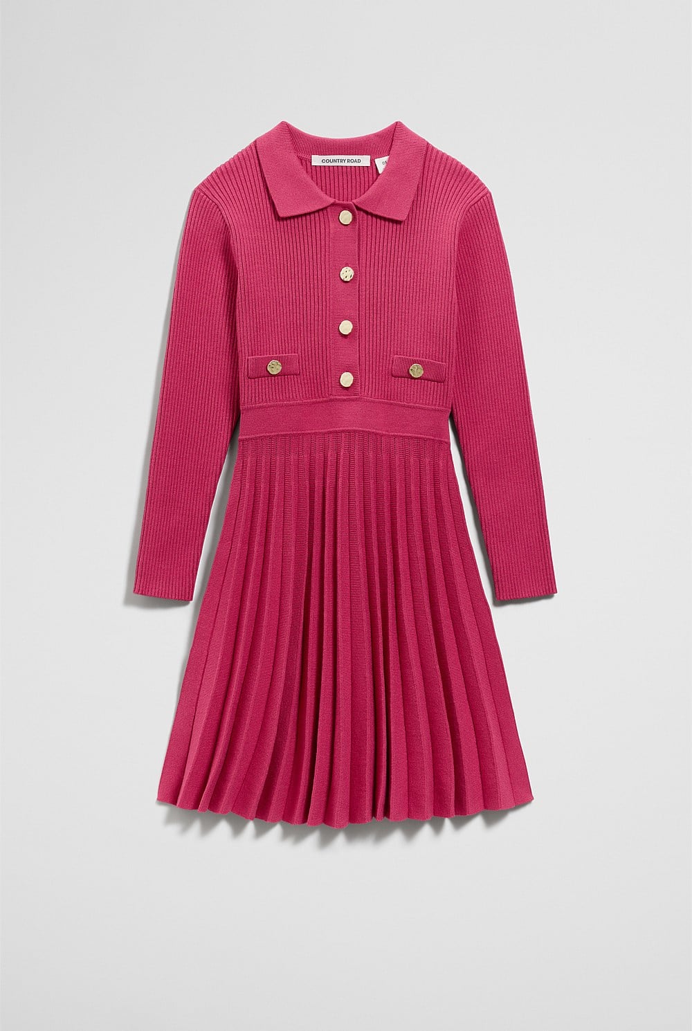 Long Sleeve Button Front Knit Dress