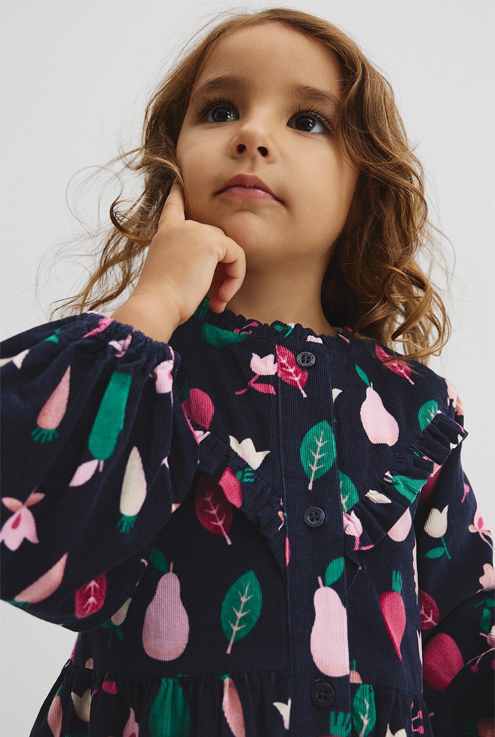 Long Sleeve Fruit Cord Dress