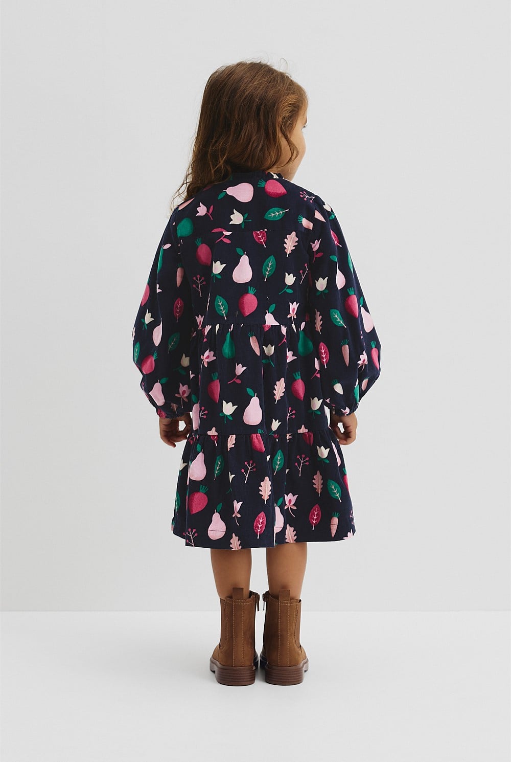 Long Sleeve Fruit Cord Dress