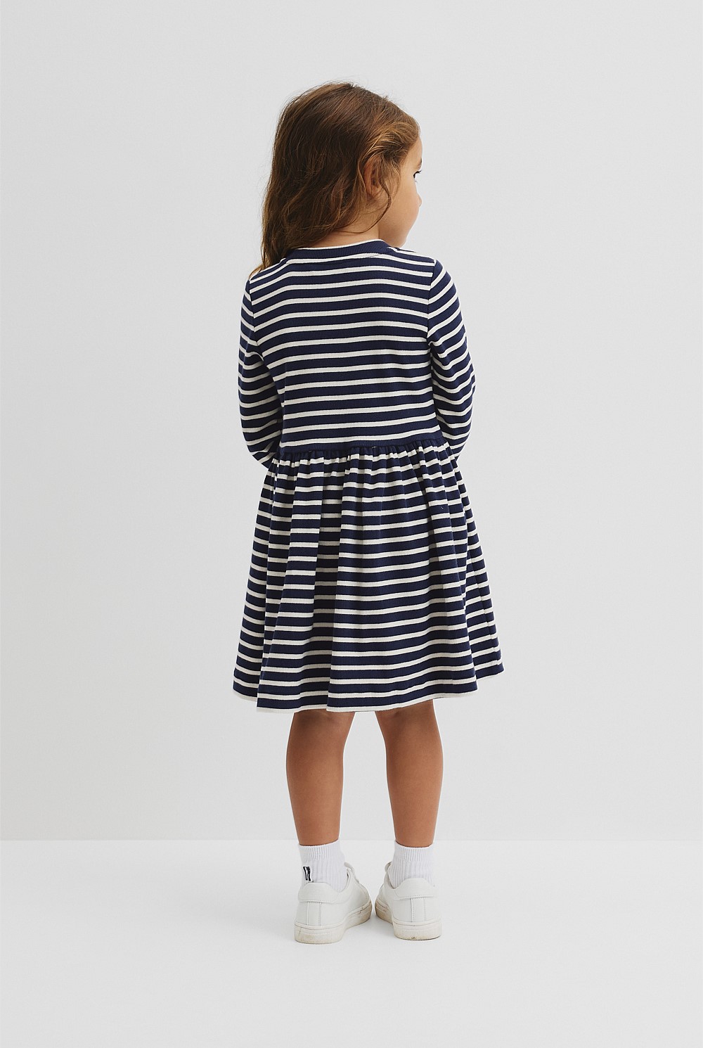 Long Sleeve Gathered Rib Dress