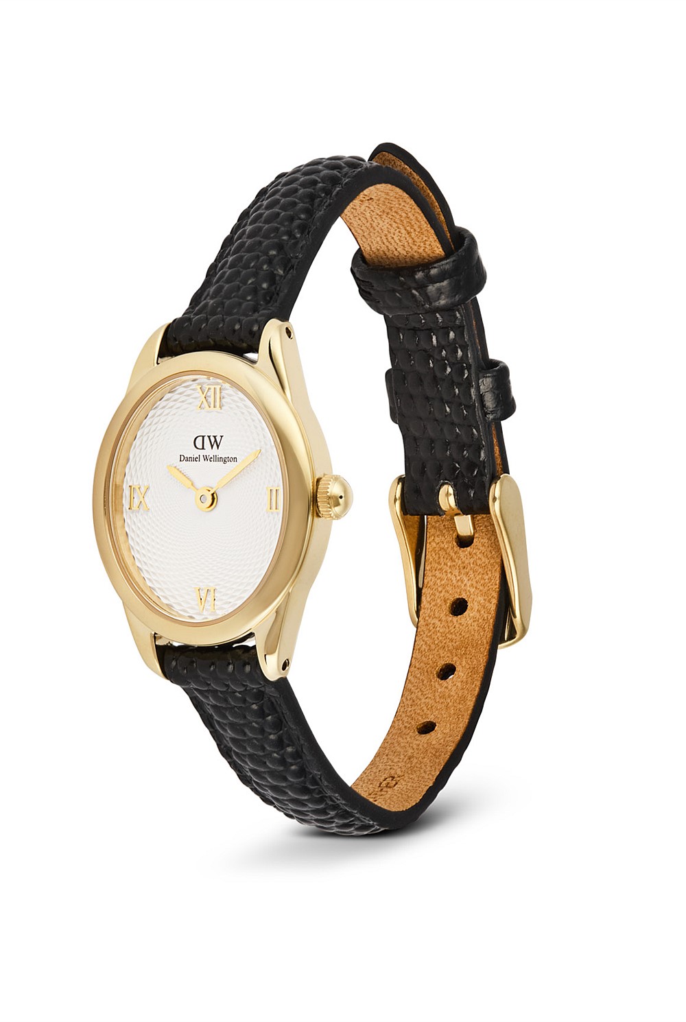 Ophelia Mini Black Leather & Gold Watch