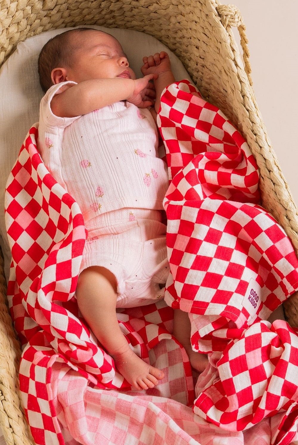 Light And Breathable Muslin Swaddle Wrap - Pink Check