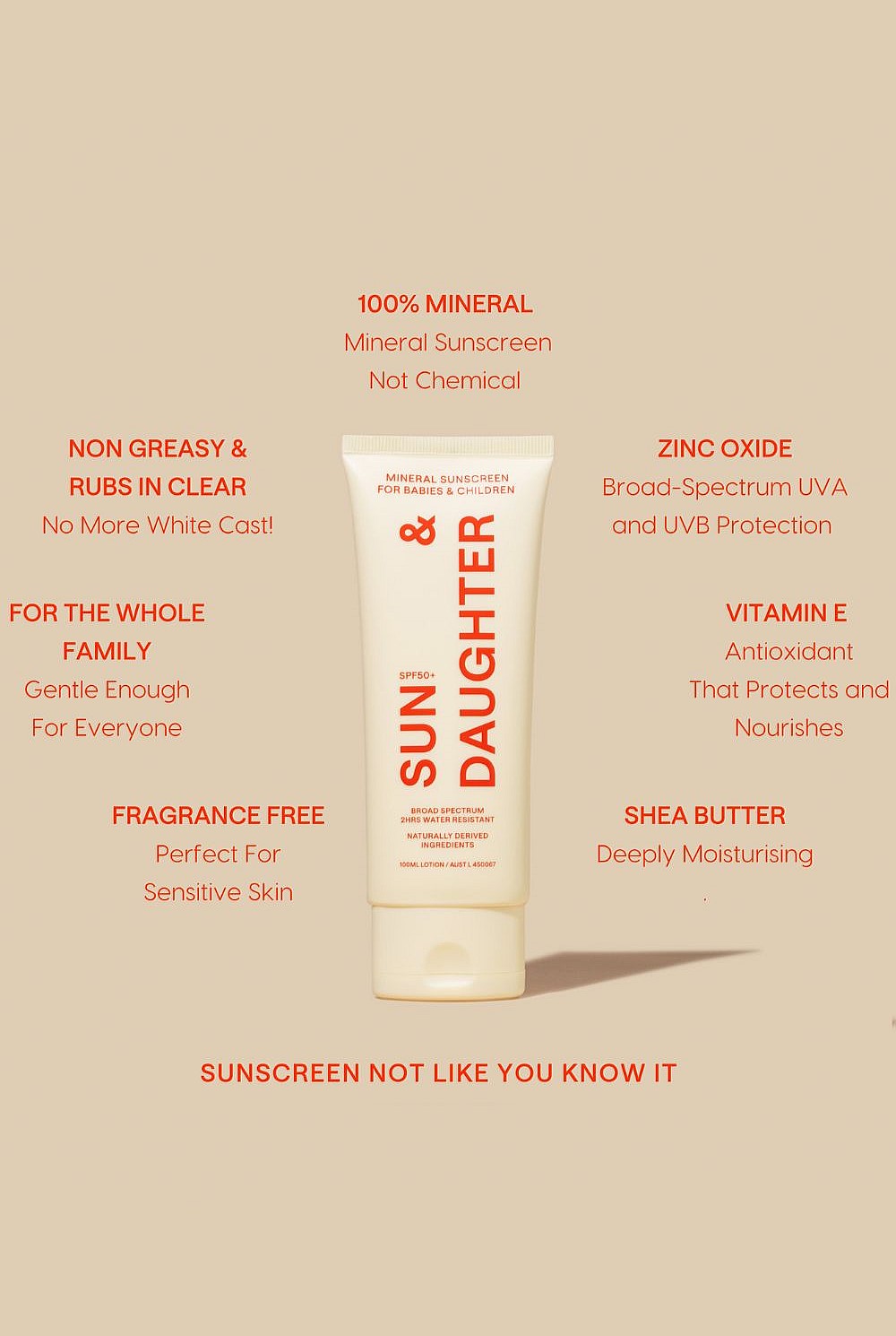 Mineral Sunscreen 100ml For Babies And Children Spf50+