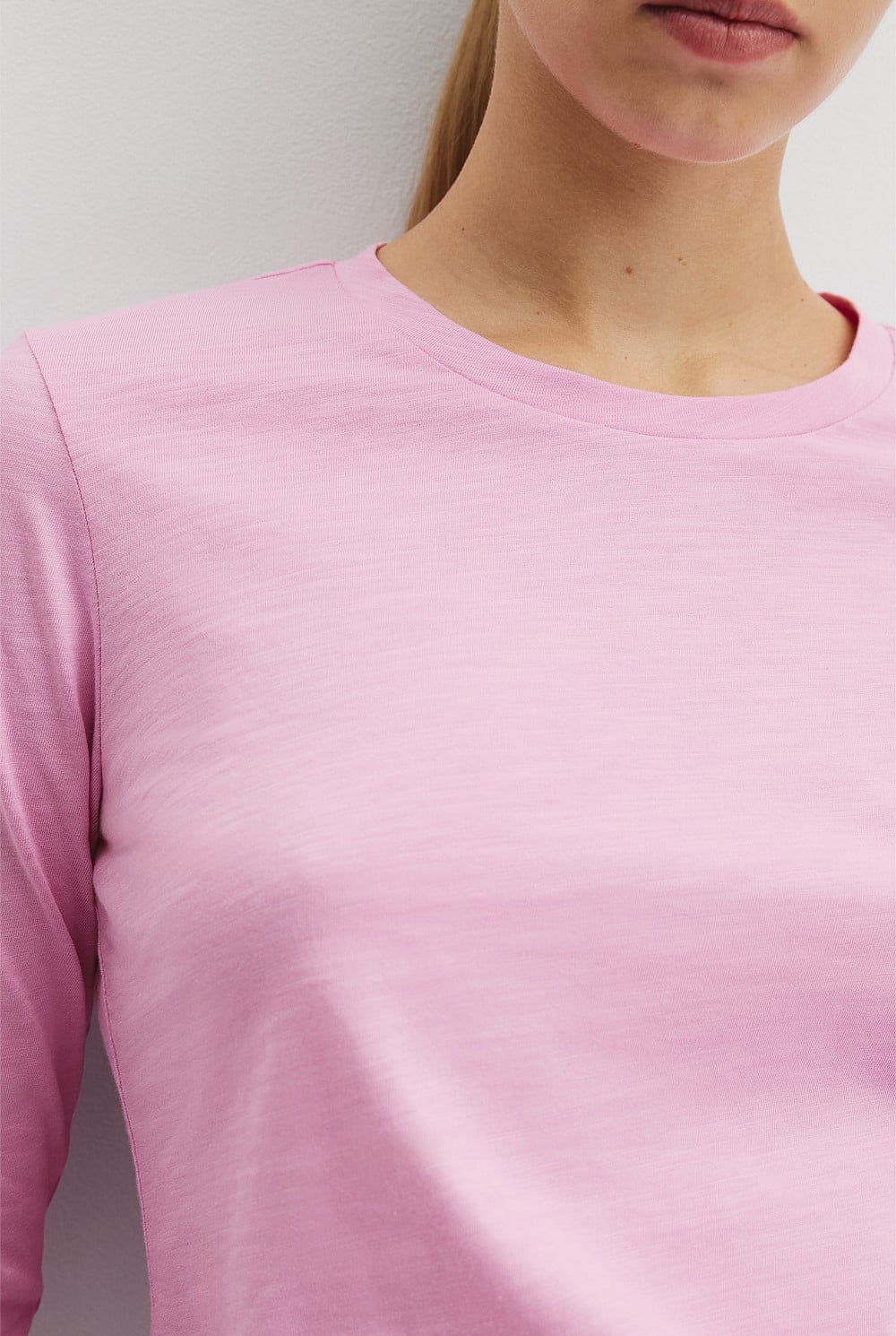 Australian Good Earth Cotton Textured Slub Long Sleeve T-Shirt