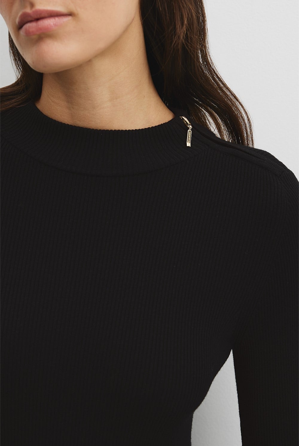Rib Zip Neck Knit Dress