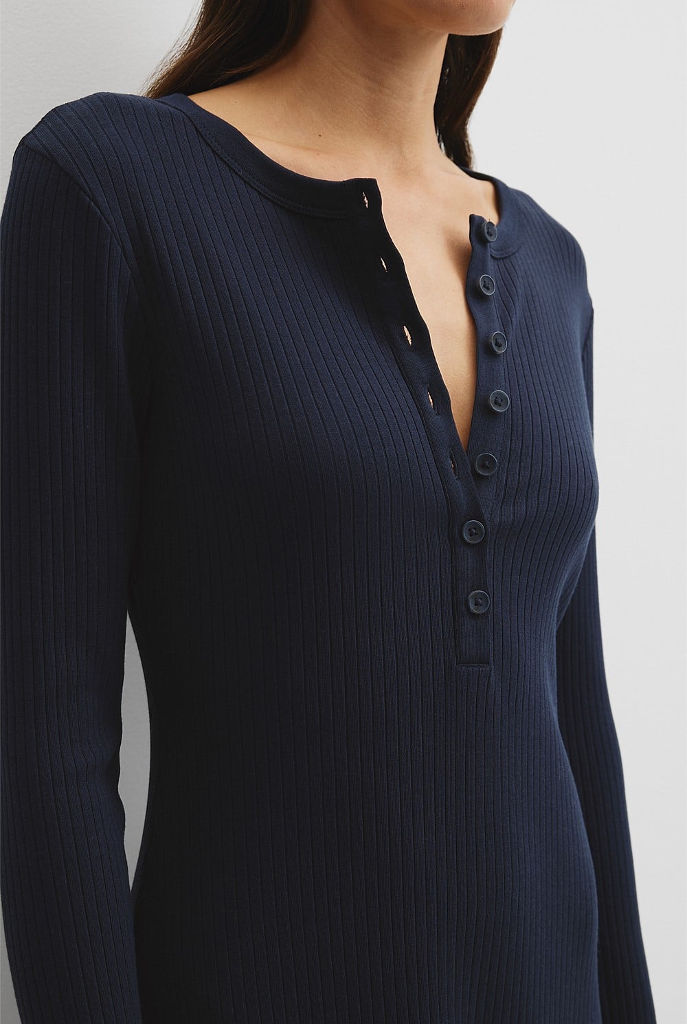 Long Sleeve Henley Dress