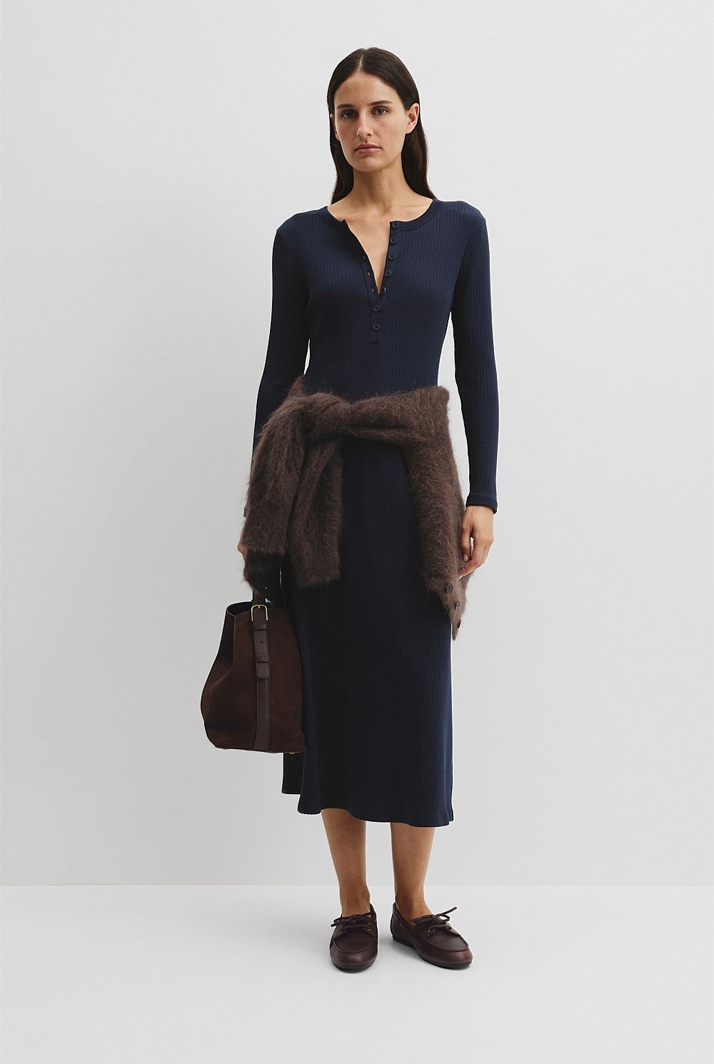 Long Sleeve Henley Dress