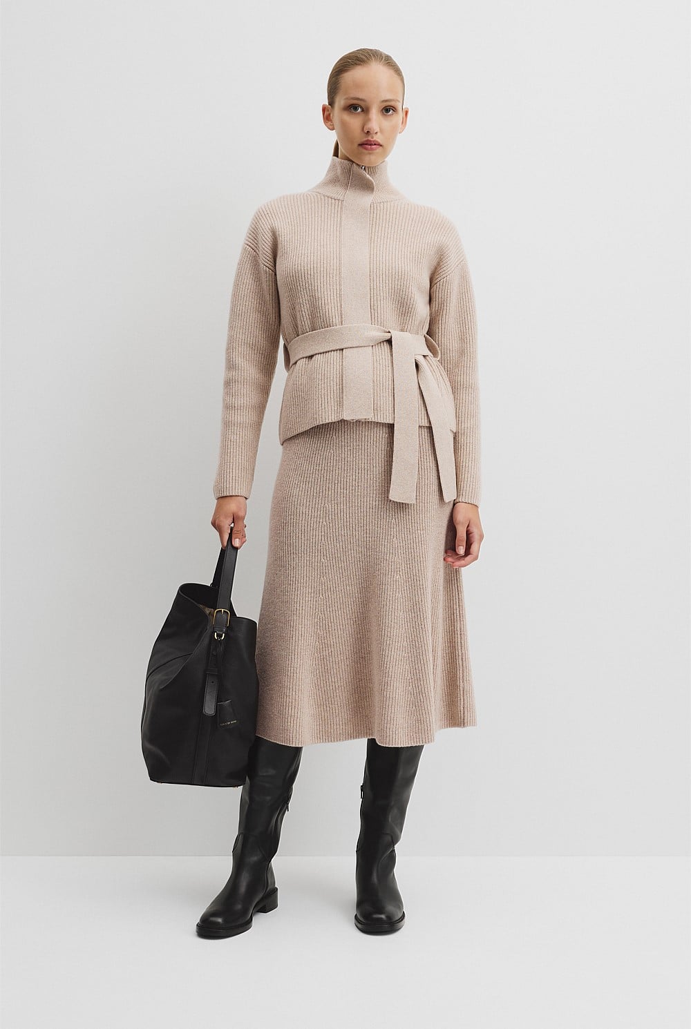 Australian Cotton Blend Belted Knit Jacket