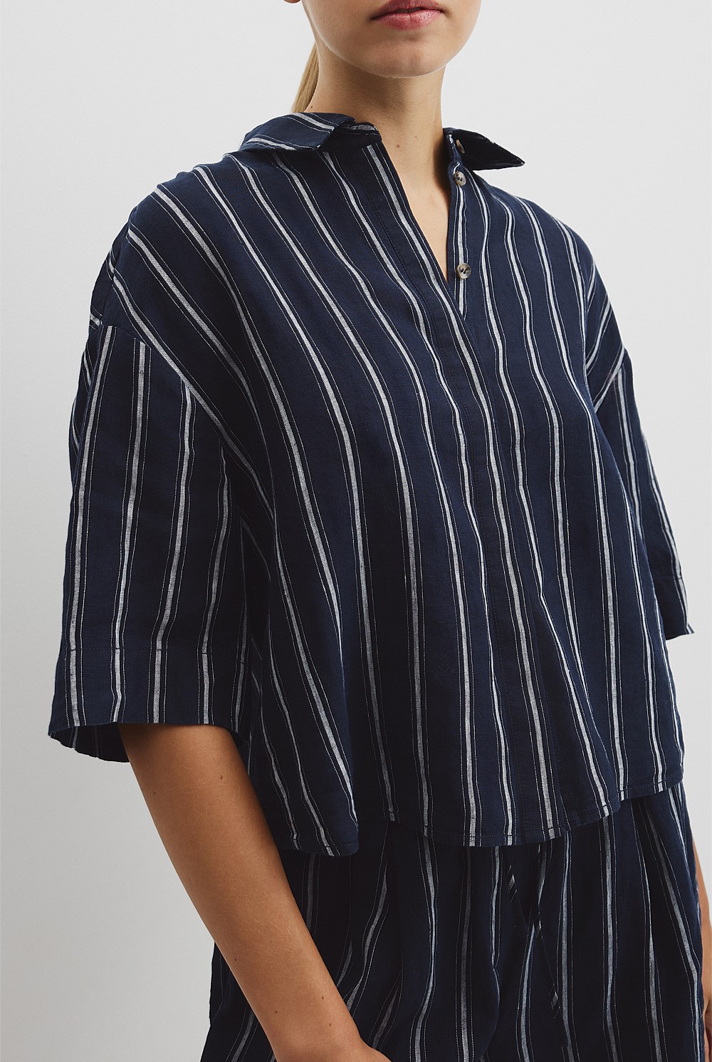 Yarn Dyed Boxy Linen Shirt