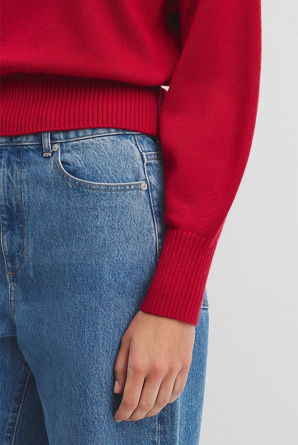 Organically Grown Cotton Blend Crop Crew Neck Knit