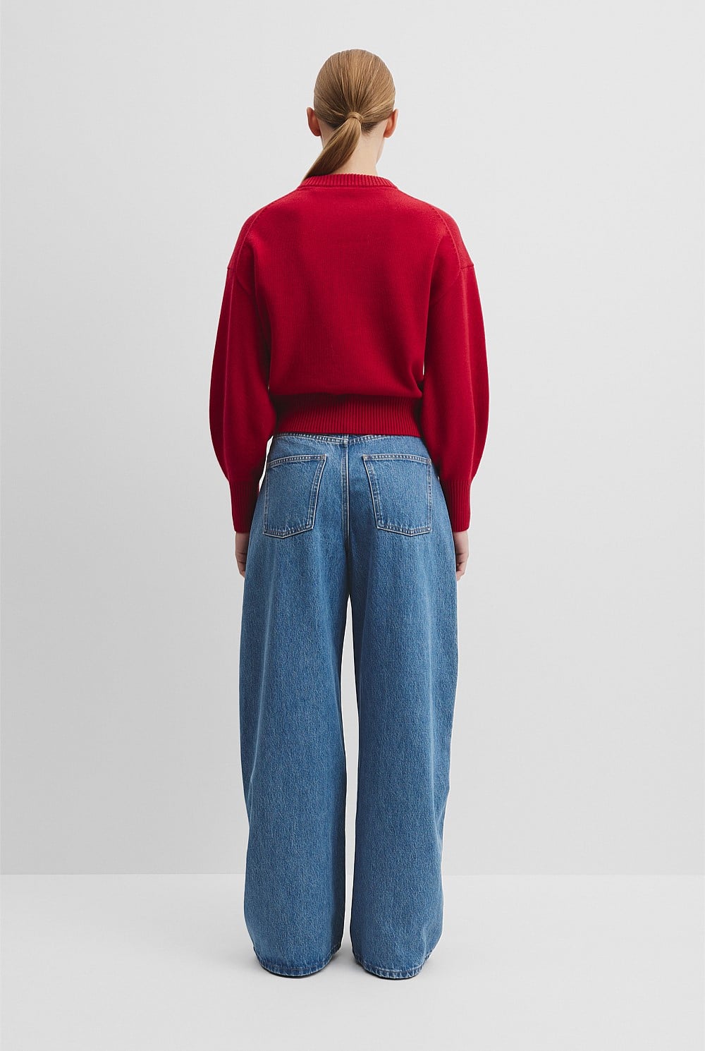 Organically Grown Cotton Blend Crop Crew Neck Knit