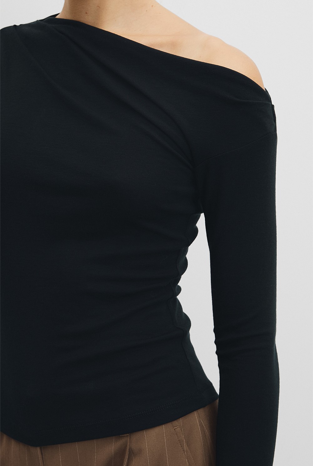 One Shoulder Long Sleeve Top