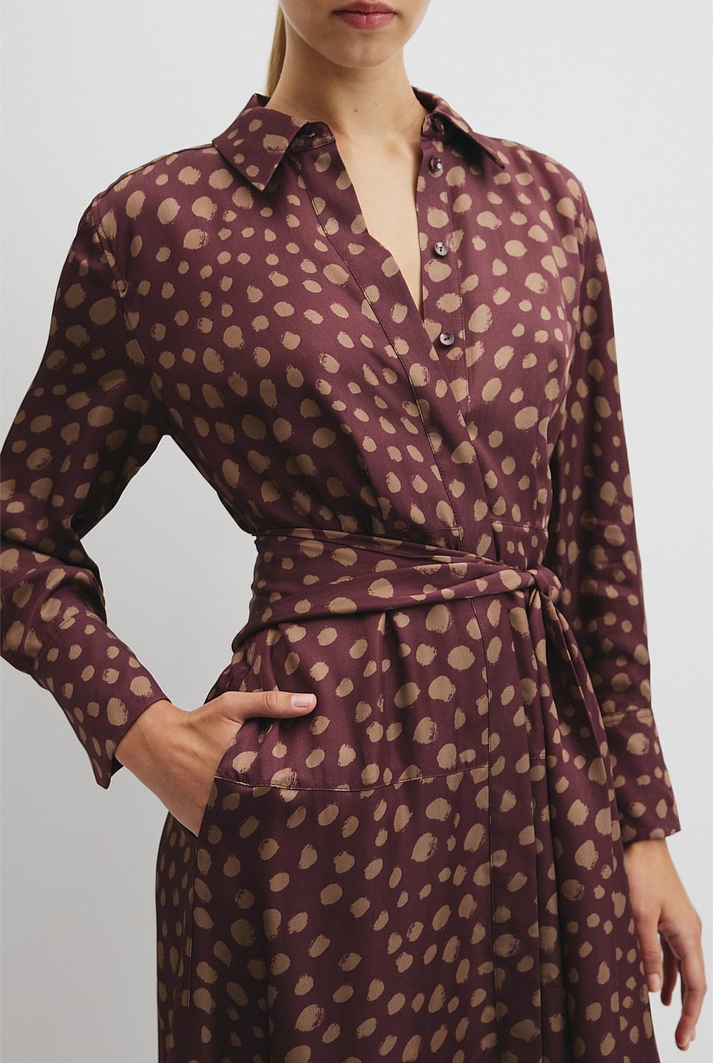 Fluid Print Wrap Dress