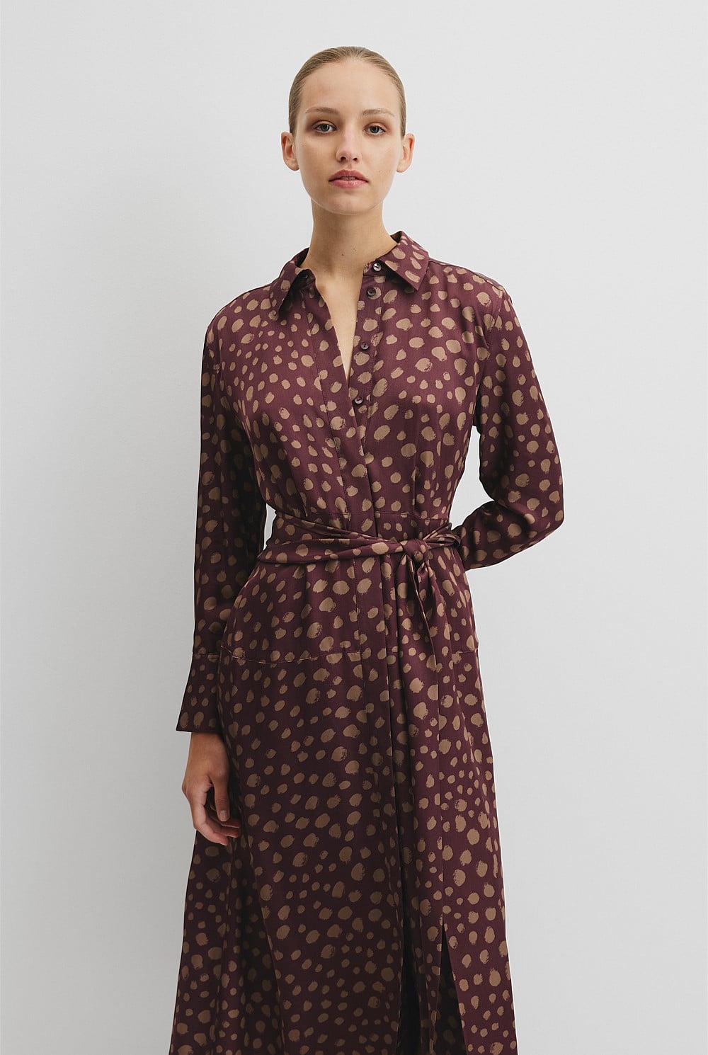 Fluid Print Wrap Dress