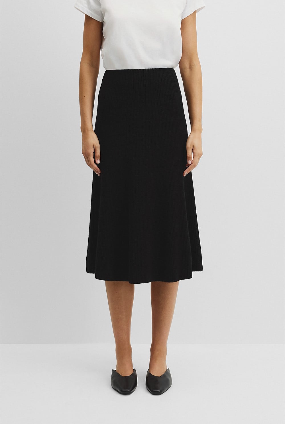 Australian Cotton Blend Knit Midi Skirt