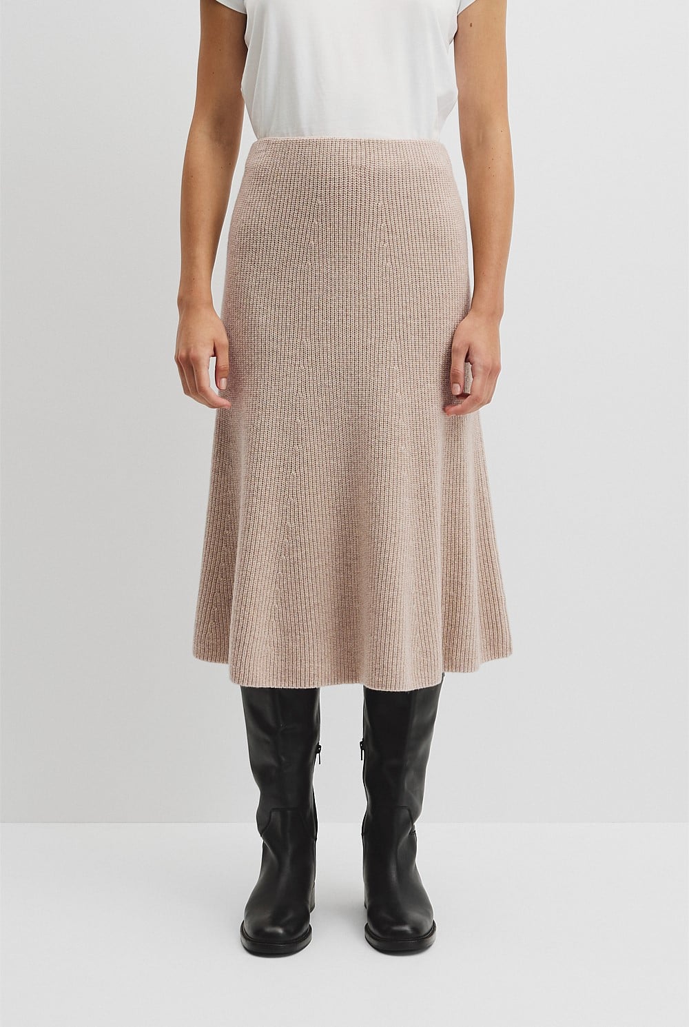 Australian Cotton Blend Knit Midi Skirt