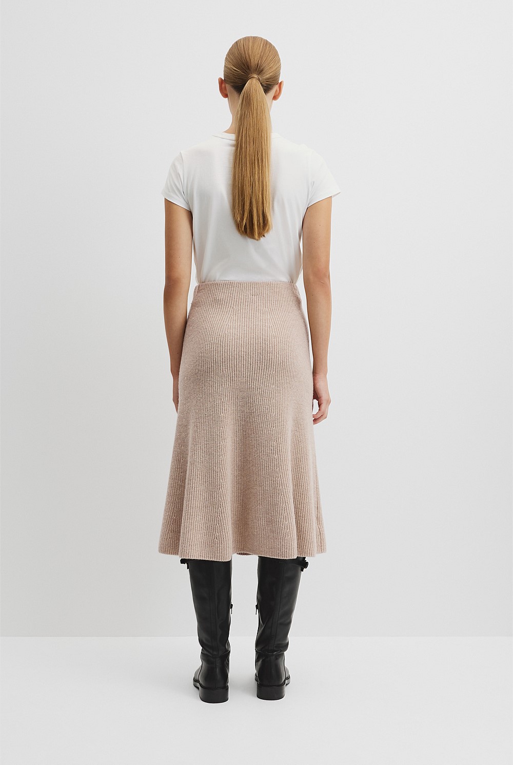Australian Cotton Blend Knit Midi Skirt