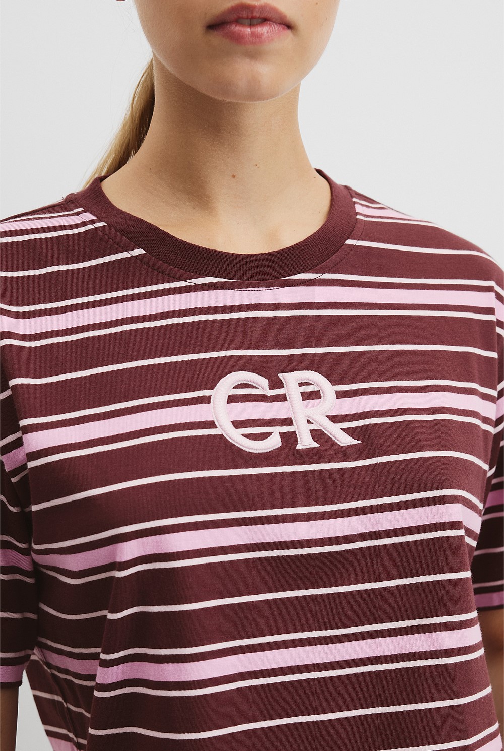 Australian Cotton Stripe CR Logo T-Shirt